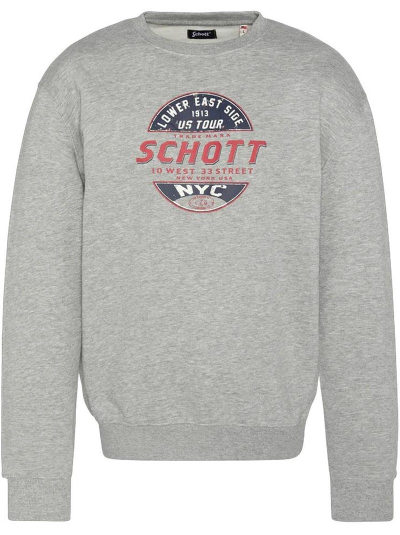 Sweatshirt Cinzento Masculino Schott com Estampado Cinza-prateado - Kiabi