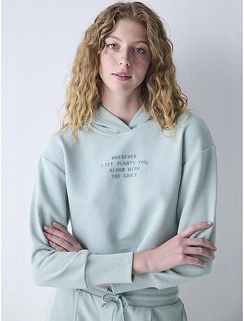 Sweatshirt claro com capuz e detalhes canelados penti