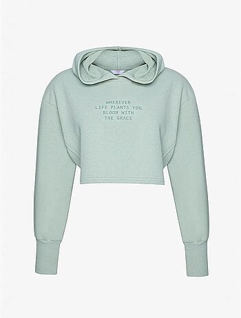 Sweatshirt claro com capuz e detalhes canelados penti