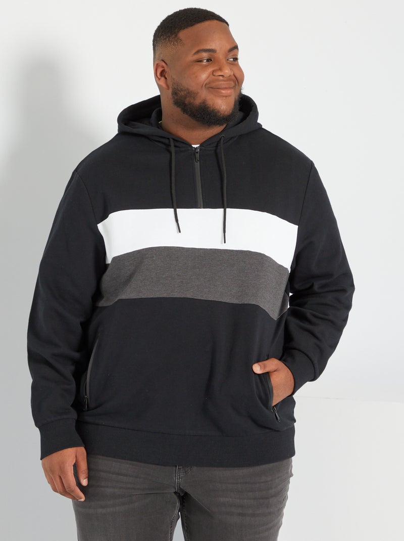 Sweatshirt color block com capuz Preto - Kiabi