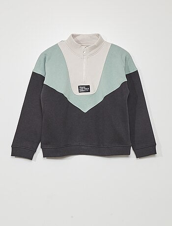 Sweatshirt color-block com gola de fecho - Kiabi