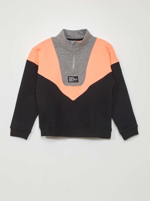 Sweatshirt color-block com gola de fecho - Kiabi