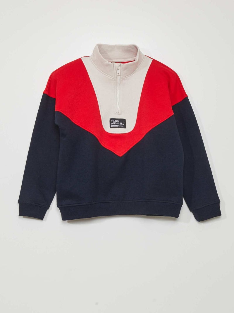 Sweatshirt color-block com gola de fecho ROXO - Kiabi