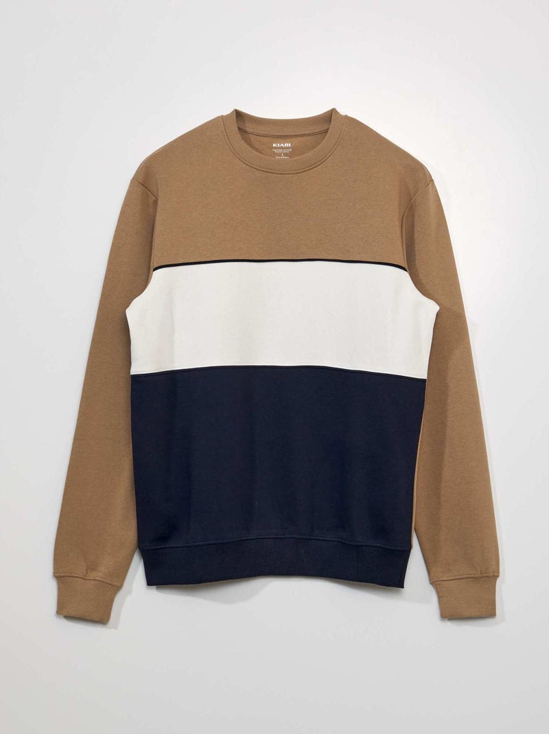 Sweatshirt color-block em moletão AZUL - Kiabi