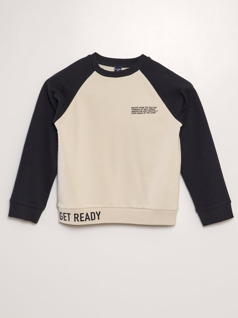 Sweatshirt color-block em moletão BEGE - Kiabi