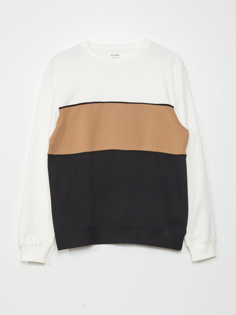 Sweatshirt color-block em moletão BRANCO - Kiabi