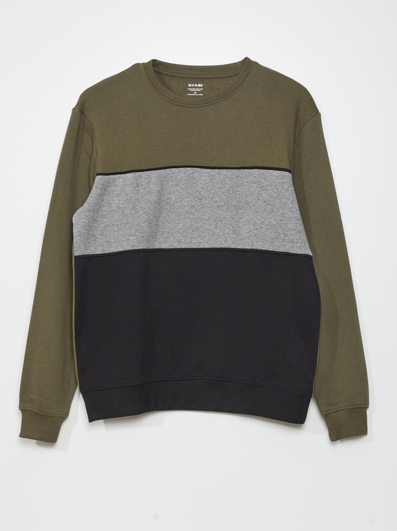 Sweatshirt color-block em moletão CAQUI - Kiabi