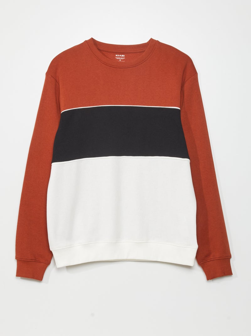 Sweatshirt color-block em moletão CASTANHO - Kiabi
