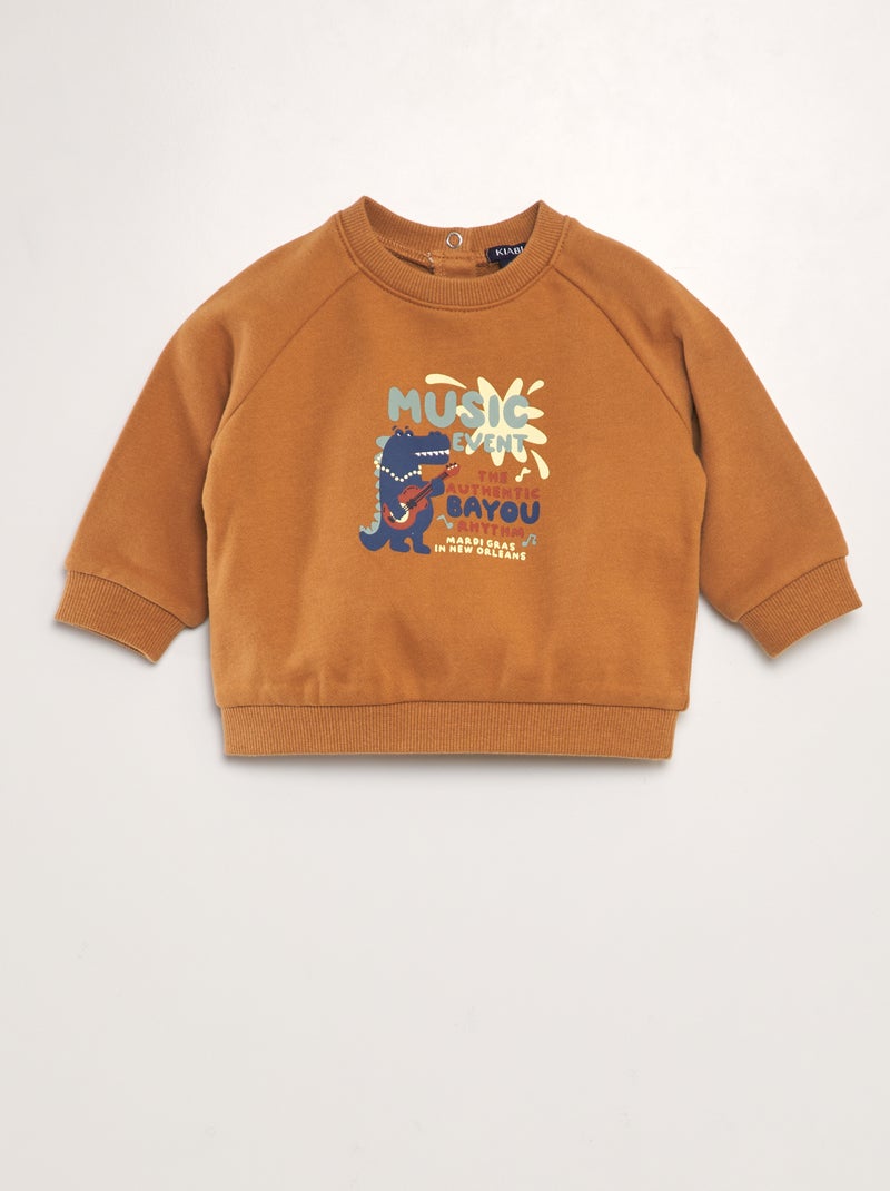 Sweatshirt colorida de algodão MARROM - Kiabi