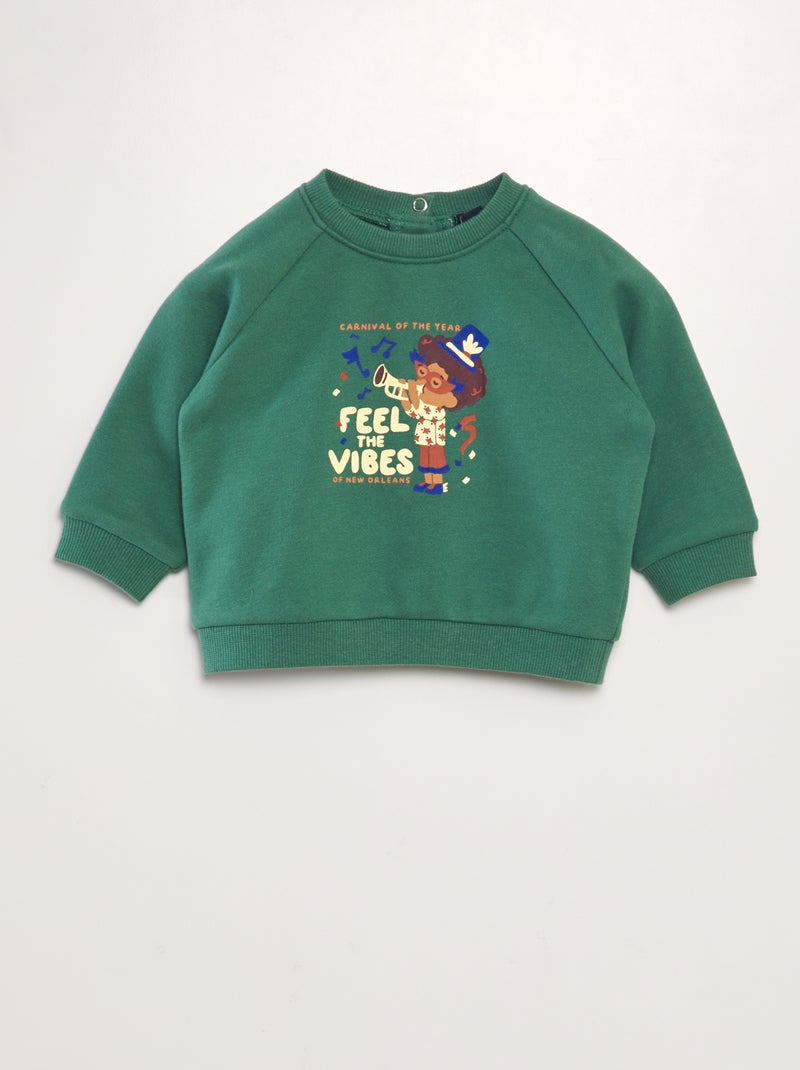 Sweatshirt colorida de algodão VERDE - Kiabi