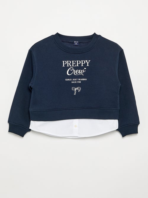 Sweatshirt com base de camisa integrada e bordado no peito - Kiabi Sweatshirt com base de camisa integrada e bordado no peito - Kiabi