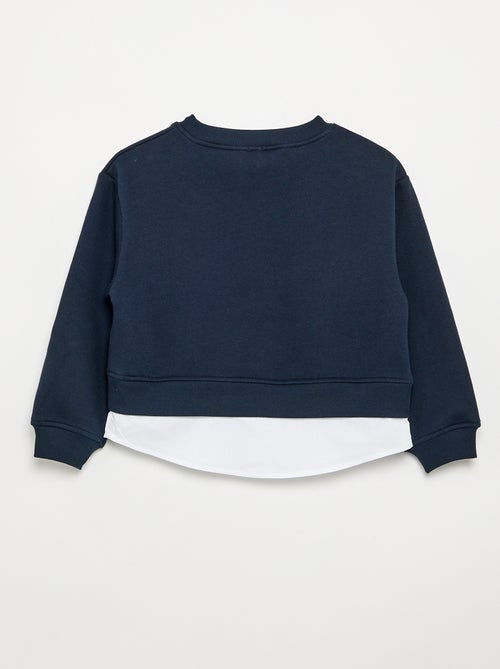 Sweatshirt com base de camisa integrada e bordado no peito - Kiabi Sweatshirt com base de camisa integrada e bordado no peito - Kiabi