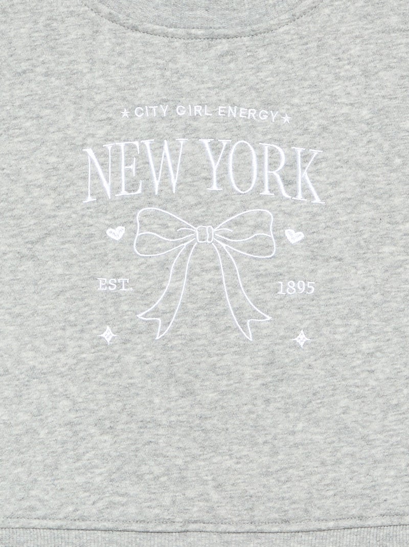 Sweatshirt com base de camisa integrada e bordado no peito Cinza - Kiabi