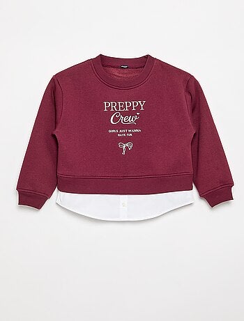 Sweatshirt com base de camisa integrada e bordado no peito