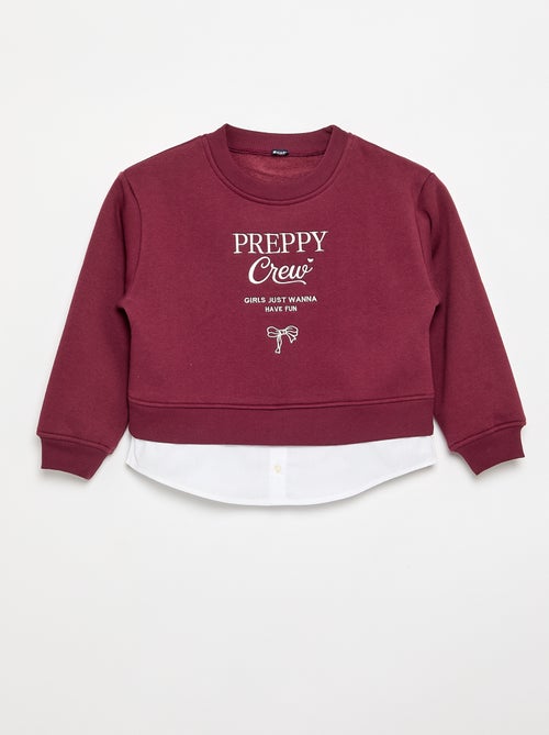 Sweatshirt com base de camisa integrada e bordado no peito - Kiabi Sweatshirt com base de camisa integrada e bordado no peito - Kiabi