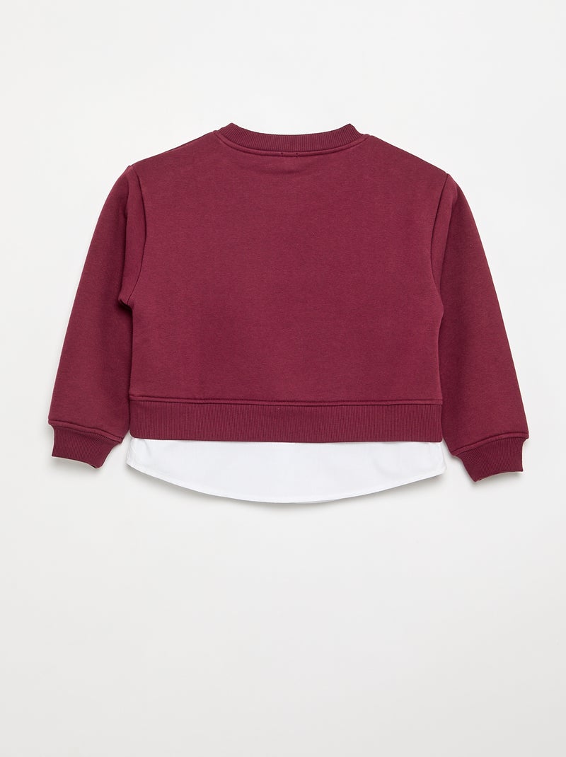 Sweatshirt com base de camisa integrada e bordado no peito Violeta - Kiabi