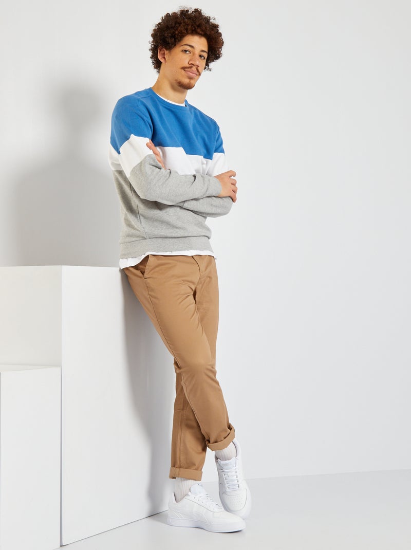 Sweatshirt com bloco de cor AZUL - Kiabi