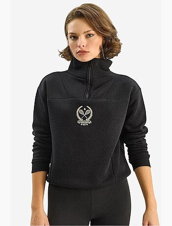 Sweatshirt com bordado e gola com fecho lucci