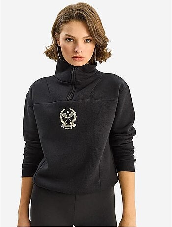 Sweatshirt com bordado e gola com fecho lucci