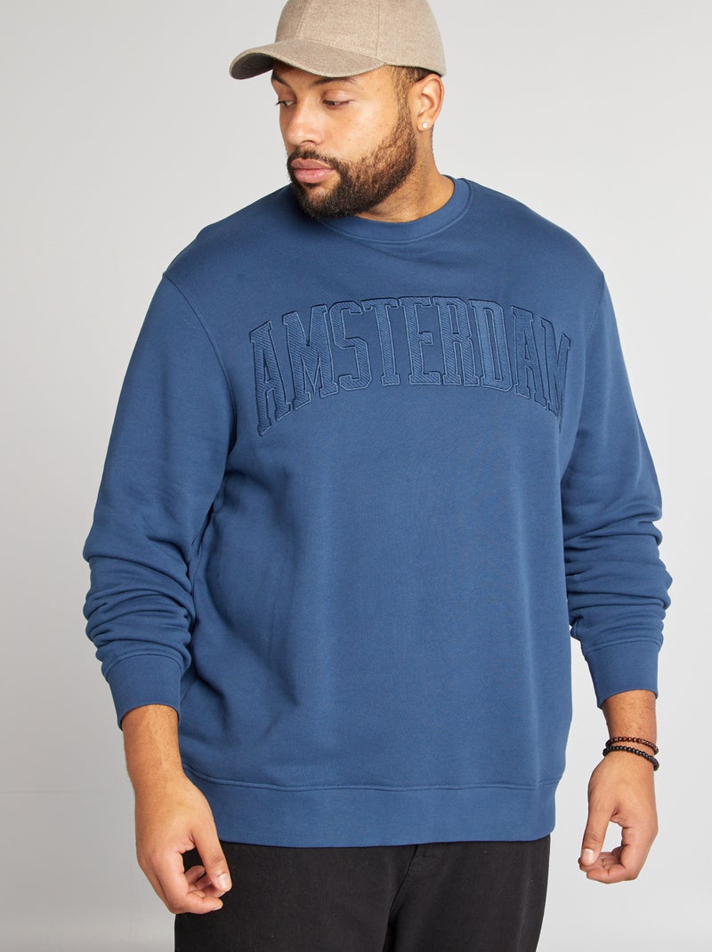 Sweatshirt com bordado frontal AZUL - Kiabi