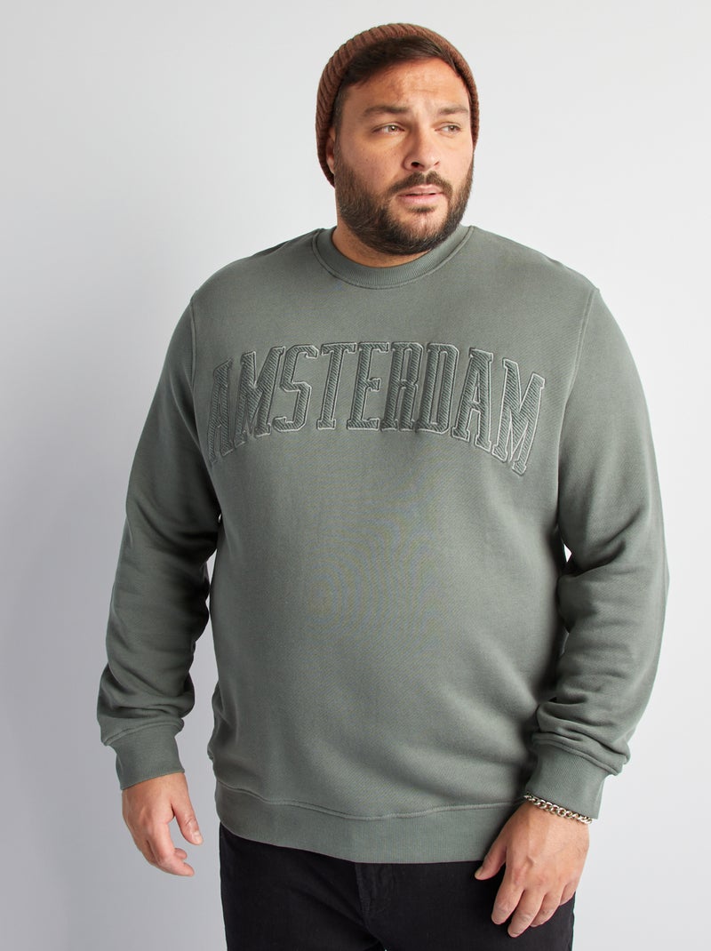 Sweatshirt com bordado frontal VERDE - Kiabi