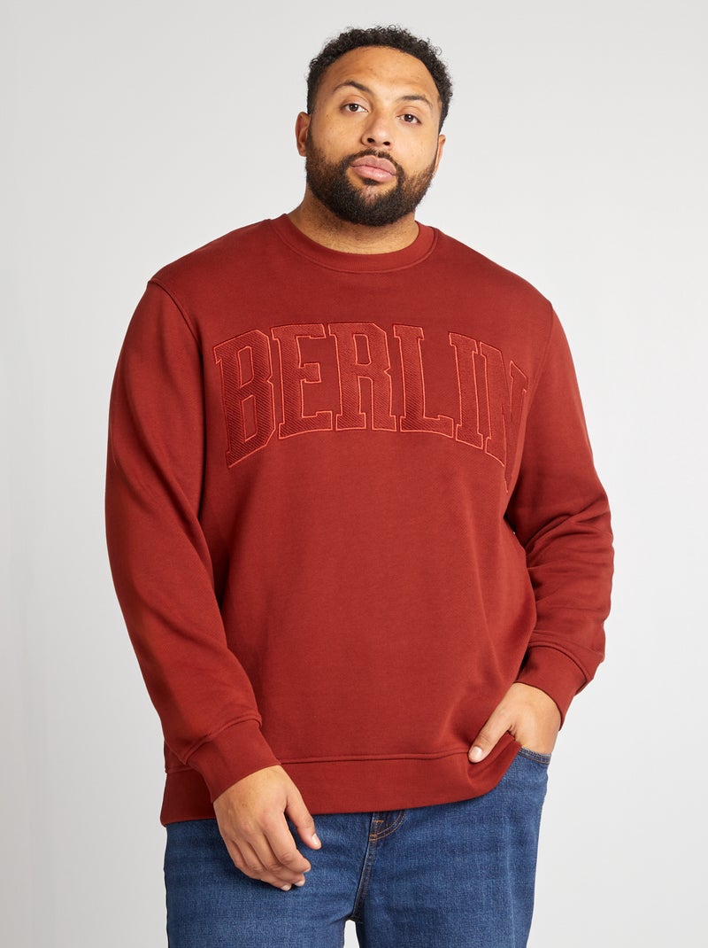 Sweatshirt com bordado frontal VERMELHO - Kiabi