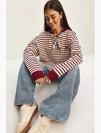 Sweatshirt com capuz às riscas com cordão lucci