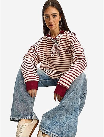 Sweatshirt com capuz às riscas com cordão lucci