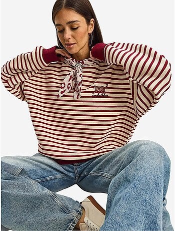 Sweatshirt com capuz às riscas com cordão lucci