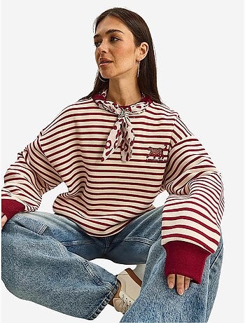 Sweatshirt com capuz às riscas com cordão lucci