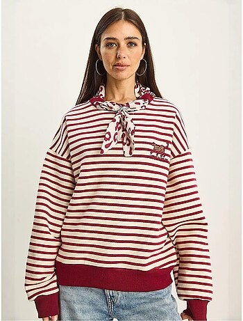 Sweatshirt com capuz às riscas com cordão lucci