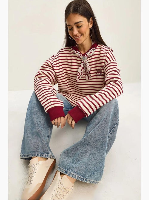 Sweatshirt com capuz às riscas com cordão lucci - Kiabi