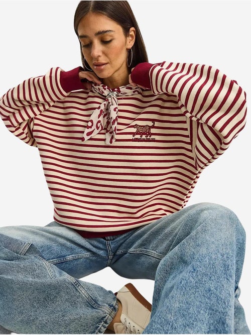 Sweatshirt com capuz às riscas com cordão lucci - Kiabi