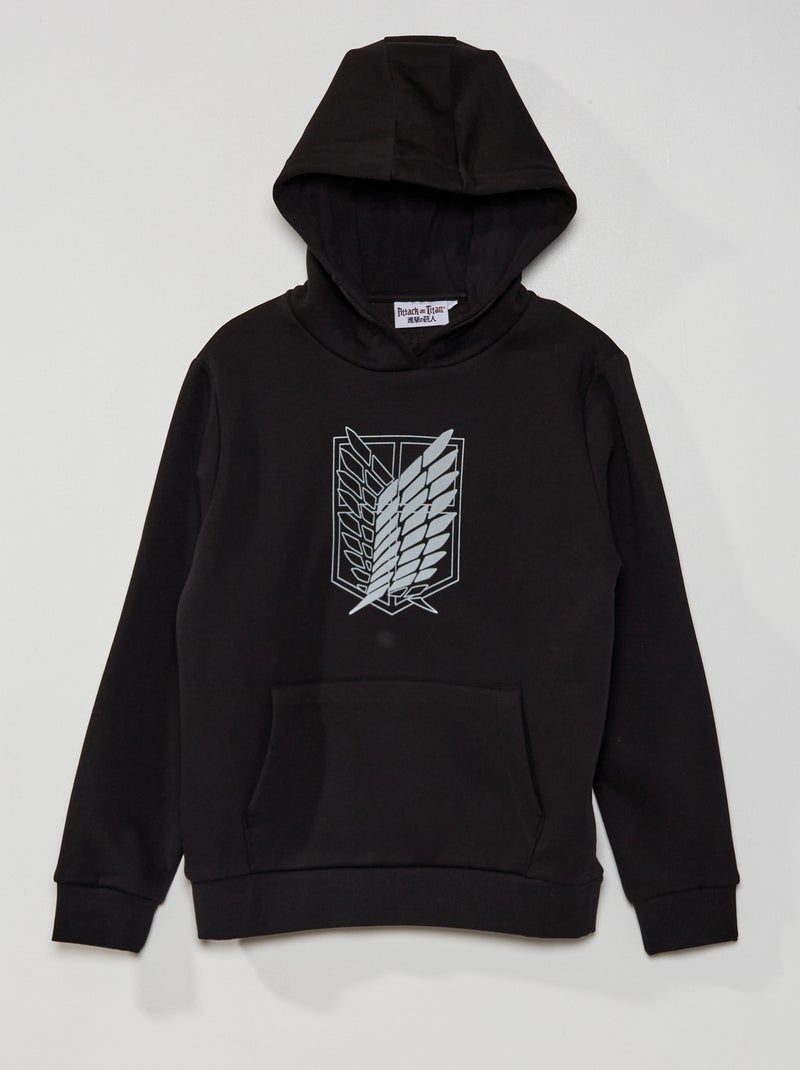 Sweatshirt com capuz 'Ataque dos Titãs' Preto - Kiabi
