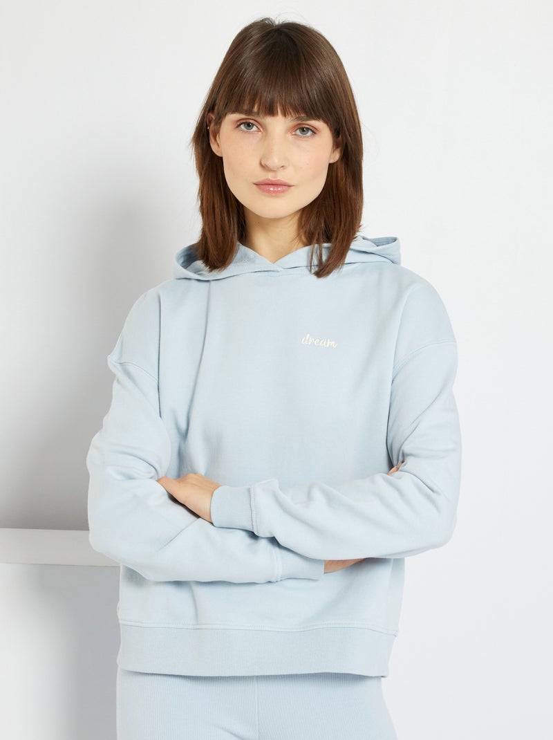 Sweatshirt com capuz Azul Acinzentado - Kiabi