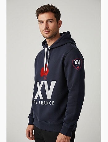 Sweatshirt com capuz azul-marinho seleção francesa de râguebi ? Coleção damian ? Licença oficial ffr