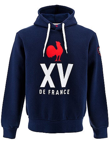 Sweatshirt com capuz azul-marinho seleção francesa de râguebi ? Coleção damian ? Licença oficial ffr