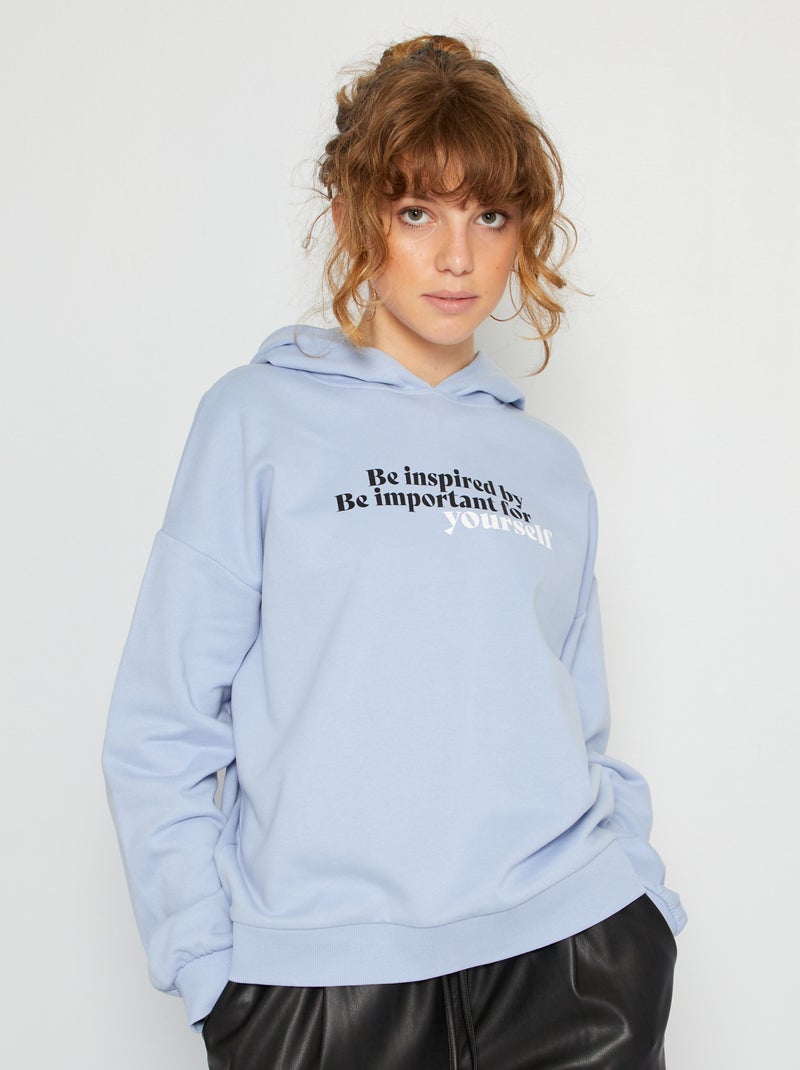 Sweatshirt com capuz AZUL - Kiabi