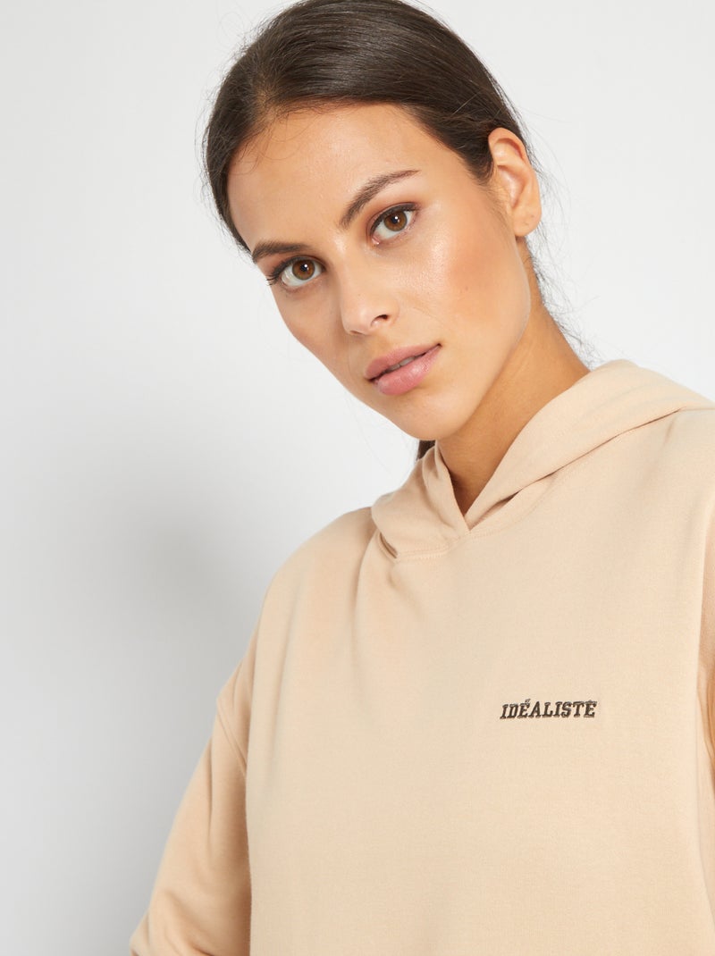 Sweatshirt com capuz BEGE - Kiabi