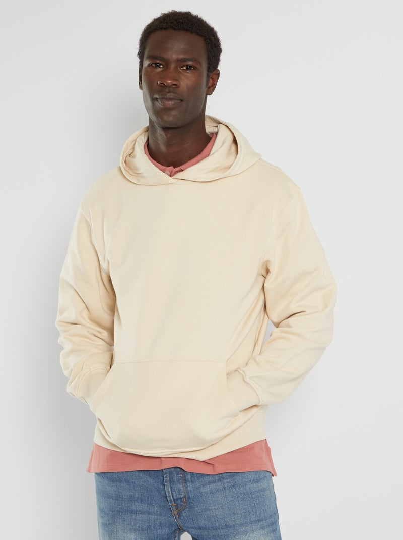 Sweatshirt com capuz bege - Kiabi