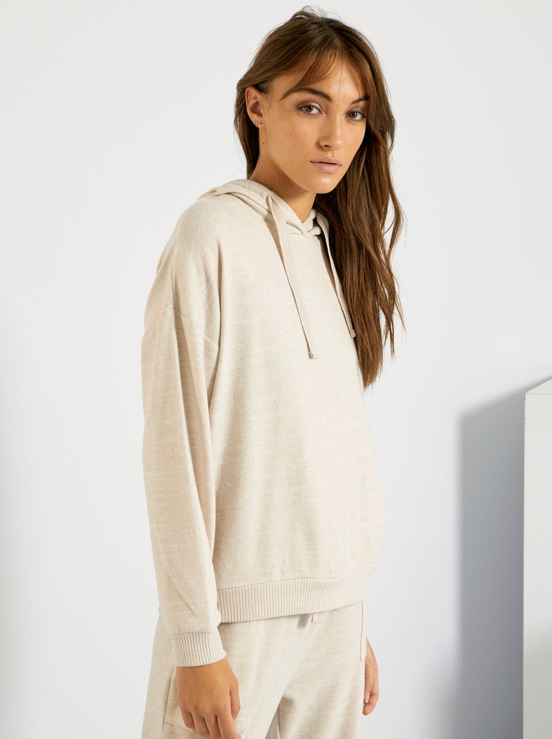 Sweatshirt com capuz BEGE - Kiabi