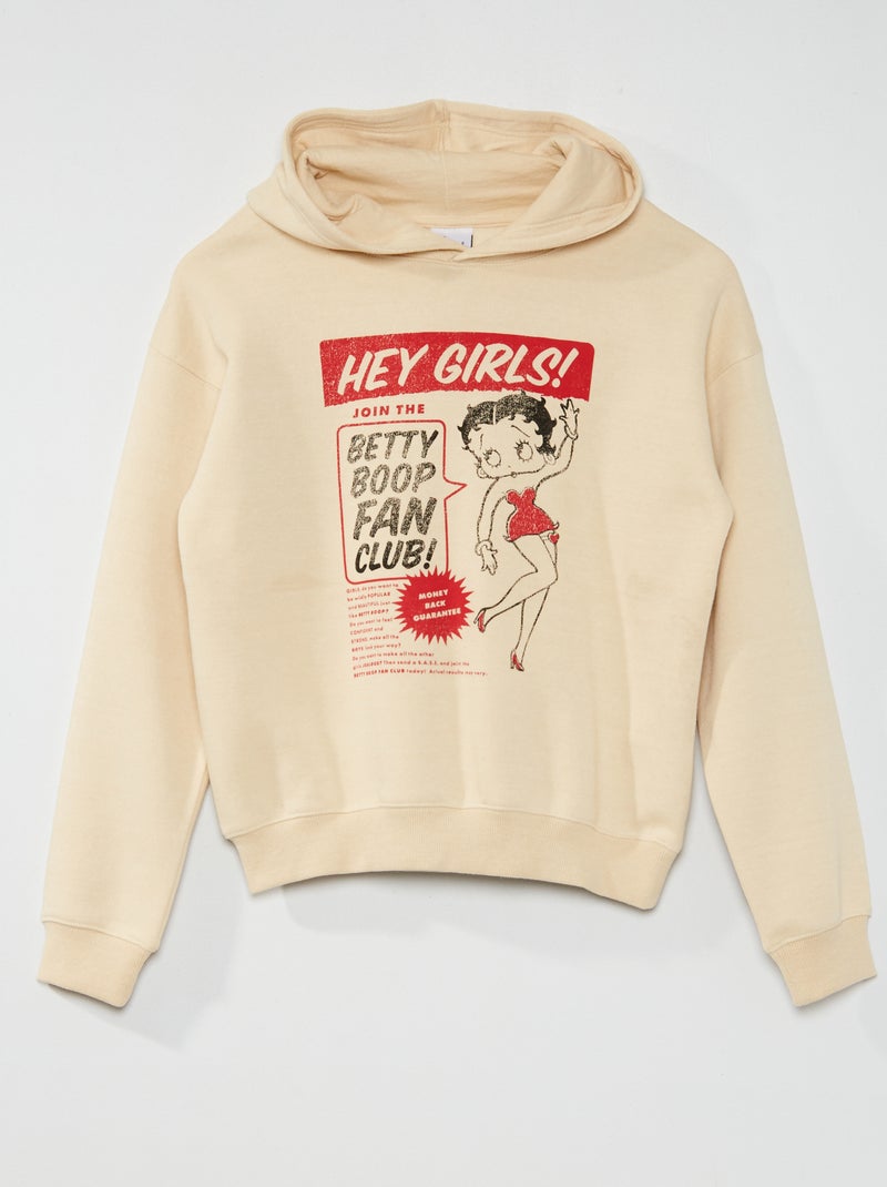 Sweatshirt com capuz 'Betty Boop' bege - Kiabi