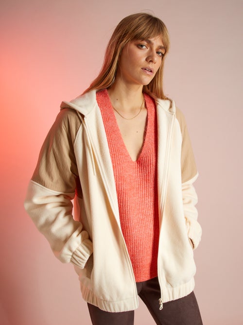 Sweatshirt com capuz bi-matéria - Kiabi