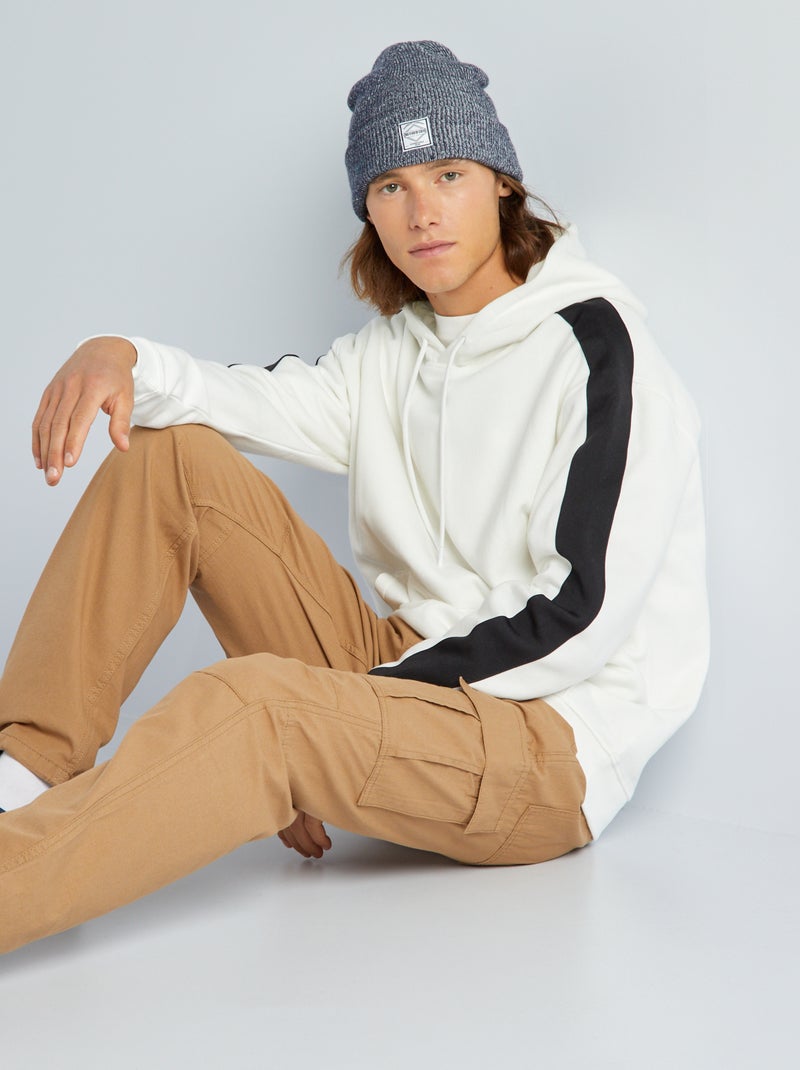 Sweatshirt com capuz bicolor Branco - Kiabi