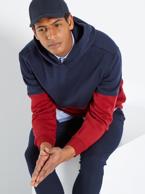 Sweatshirt com capuz bicolor em moletão - Kiabi