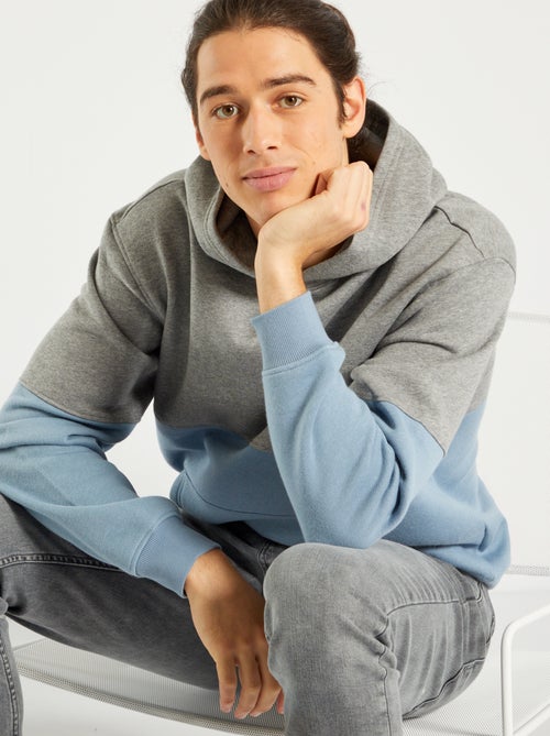 Sweatshirt com capuz bicolor em moletão - Kiabi