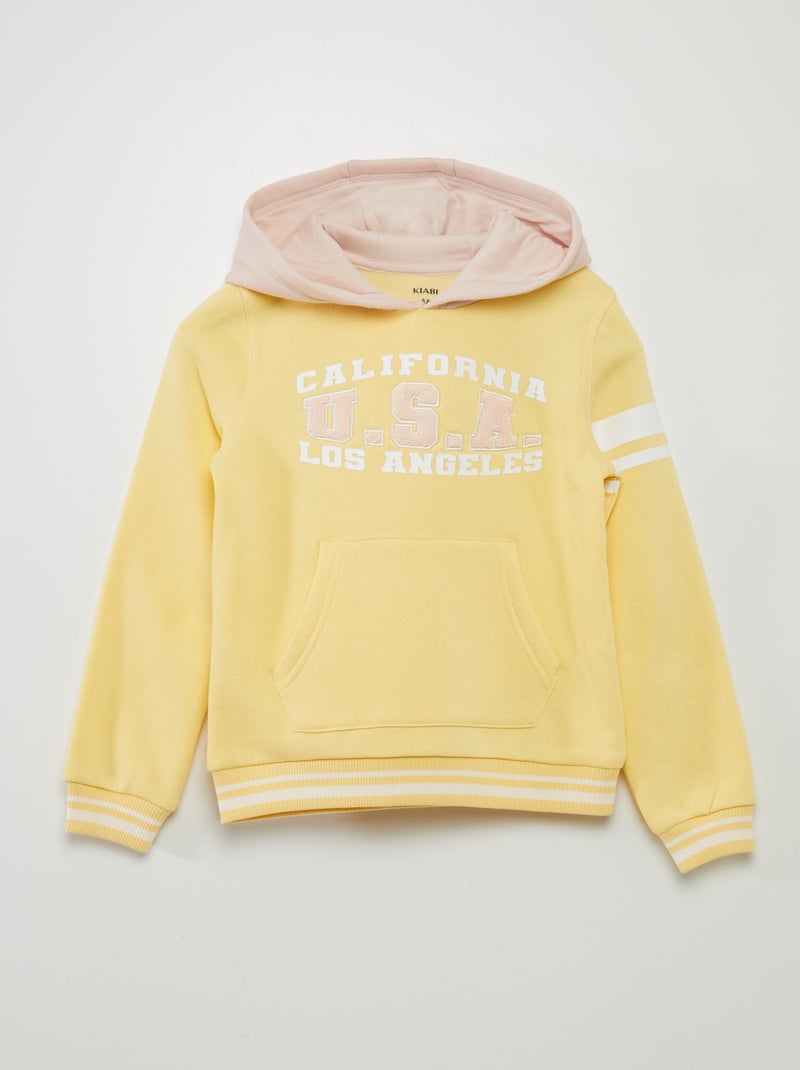 Sweatshirt com capuz bicolor estilo americano AMARELO - Kiabi