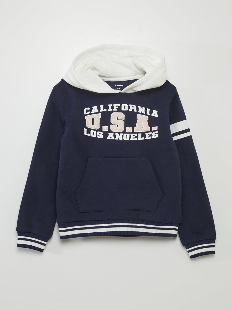 Sweatshirt com capuz bicolor estilo americano PRETO - Kiabi