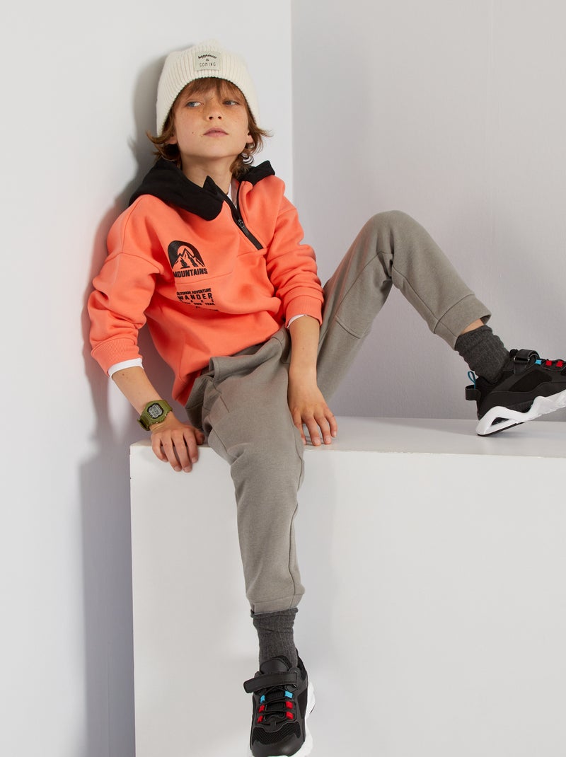 Sweatshirt com capuz bicolor LARANJA - Kiabi