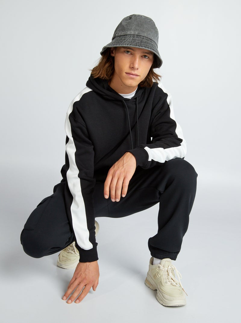 Sweatshirt com capuz bicolor Preto - Kiabi